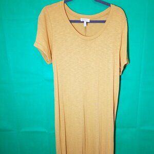 Jessica Simpson Womens XL Mustard Goldenrod Midi Length T-Shirt Dress Long